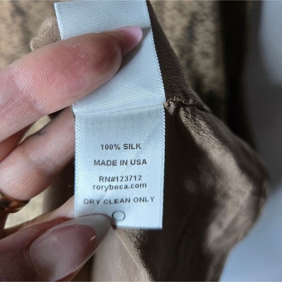 Rory Becca 100% Silk Snakeskin Shift Mini Dress Sheer Longsleeve Lined Size S - Picture 7 of 10